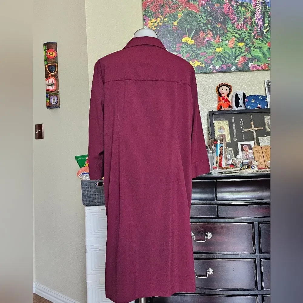 Michael Kors Burgundy Utility Dress with Gold Accents